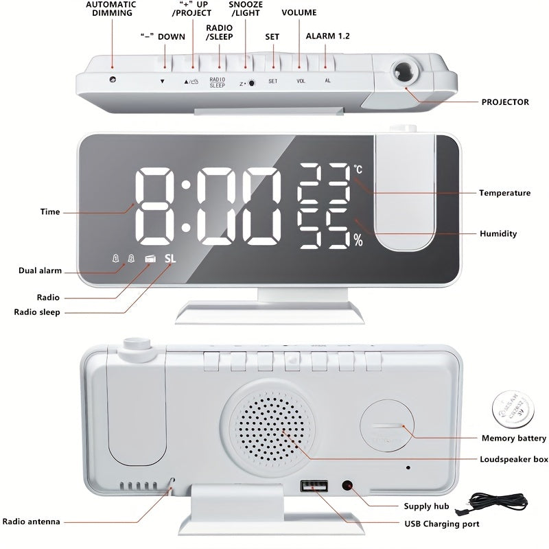 Smart Digital Alarm Clock with FM Radio, LED Display