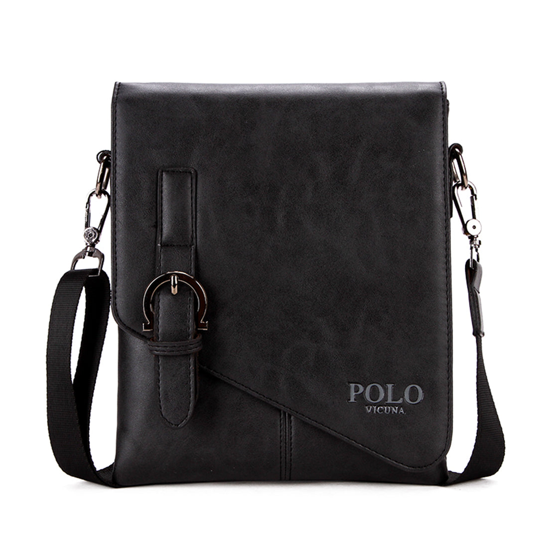 Vicuna Polo Vintage Leather Bag - Black - miqaya