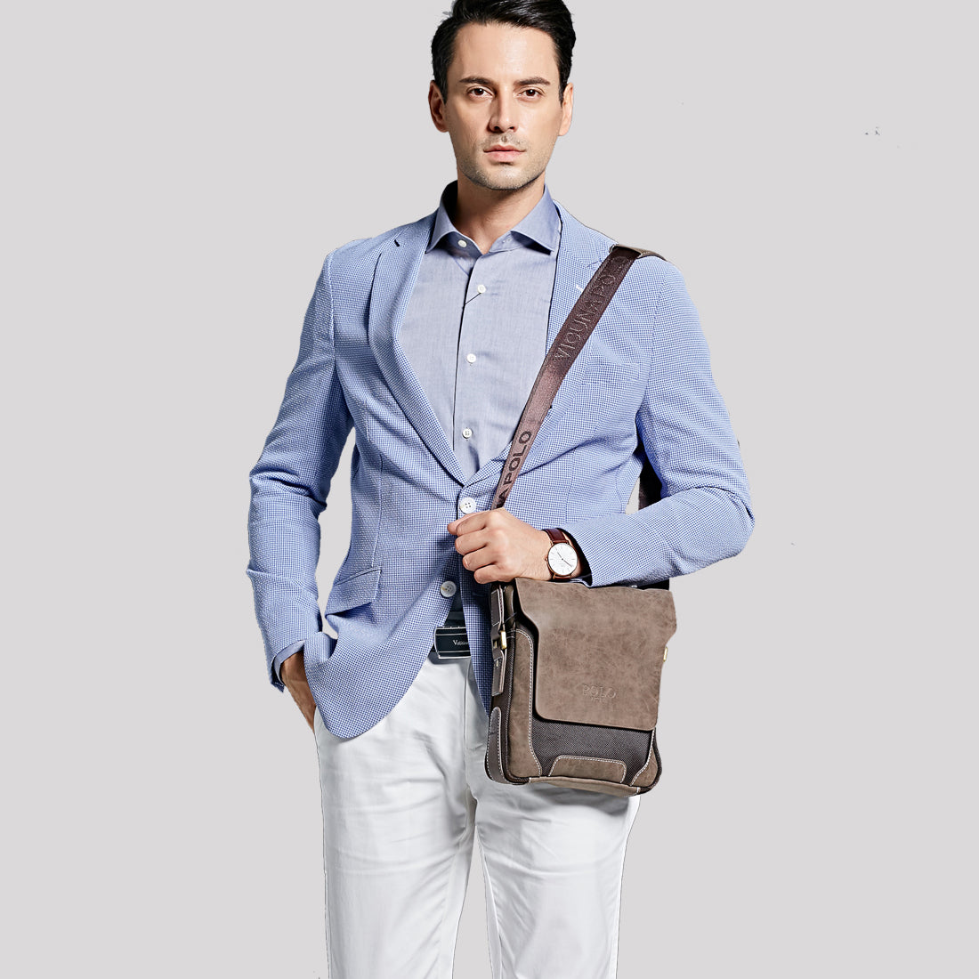 Vicuna Polo Split Leder Kuriertasche - Braun - miqaya