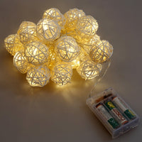 Battery Operated Ratten Ball LED Decoration Light - Warm White