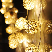 Battery Operated Ratten Ball LED Decoration Light - Warm White