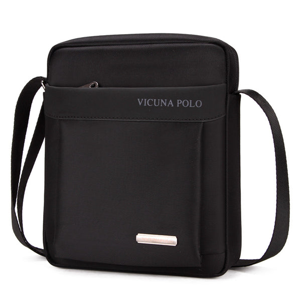Vicuna Polo Oxford Polyester / Leder Kuriertasche - Schwarz - miqaya