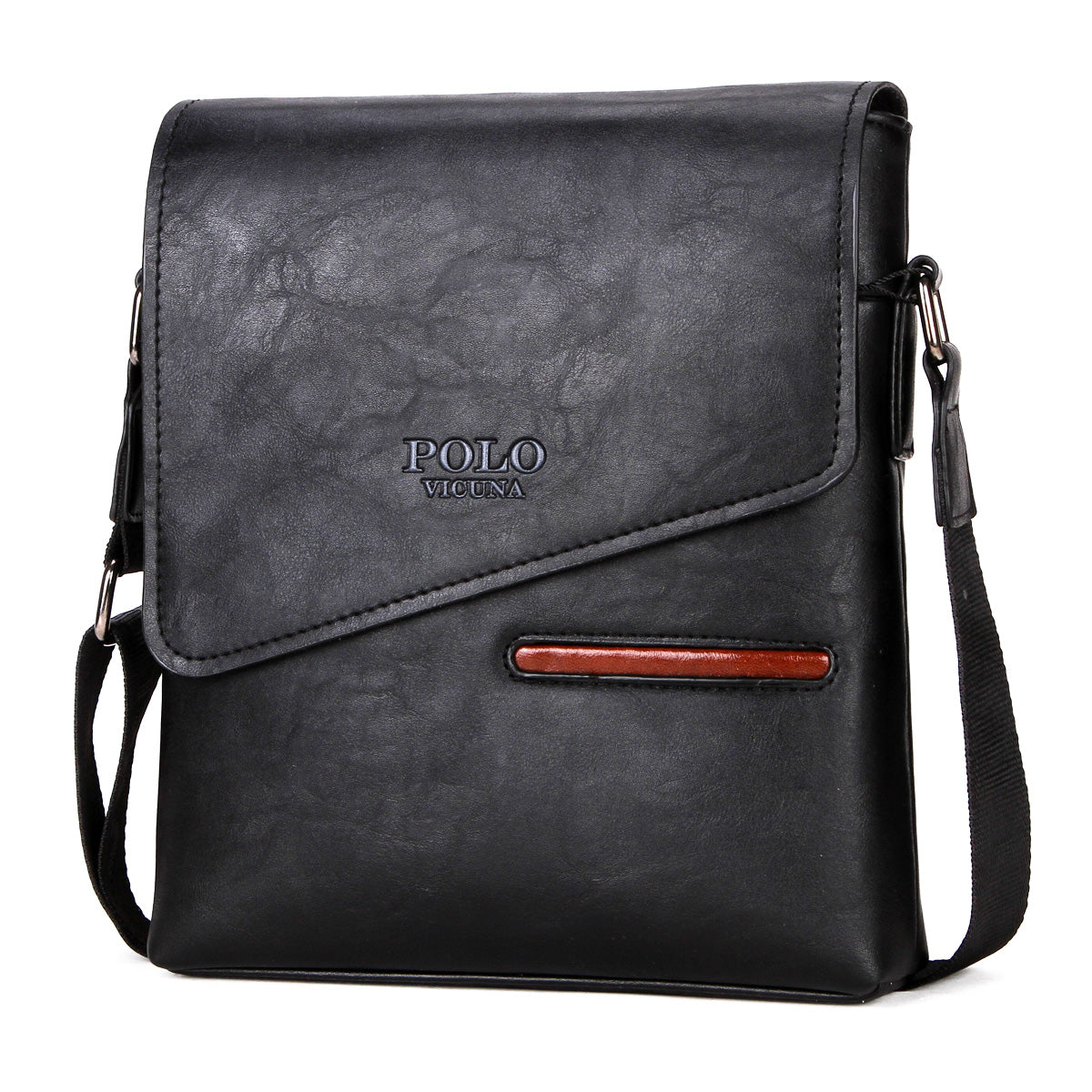 Vicuna Polo Vintage Leather Bag - Black - miqaya